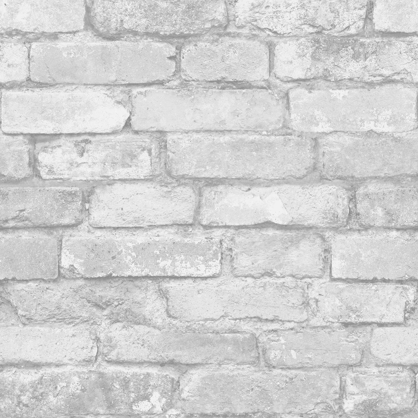 White Brick 桌布 壁紙 — 特寫鏡頭：風化白色磚牆，帶有紋理砂漿和細微灰色變化。