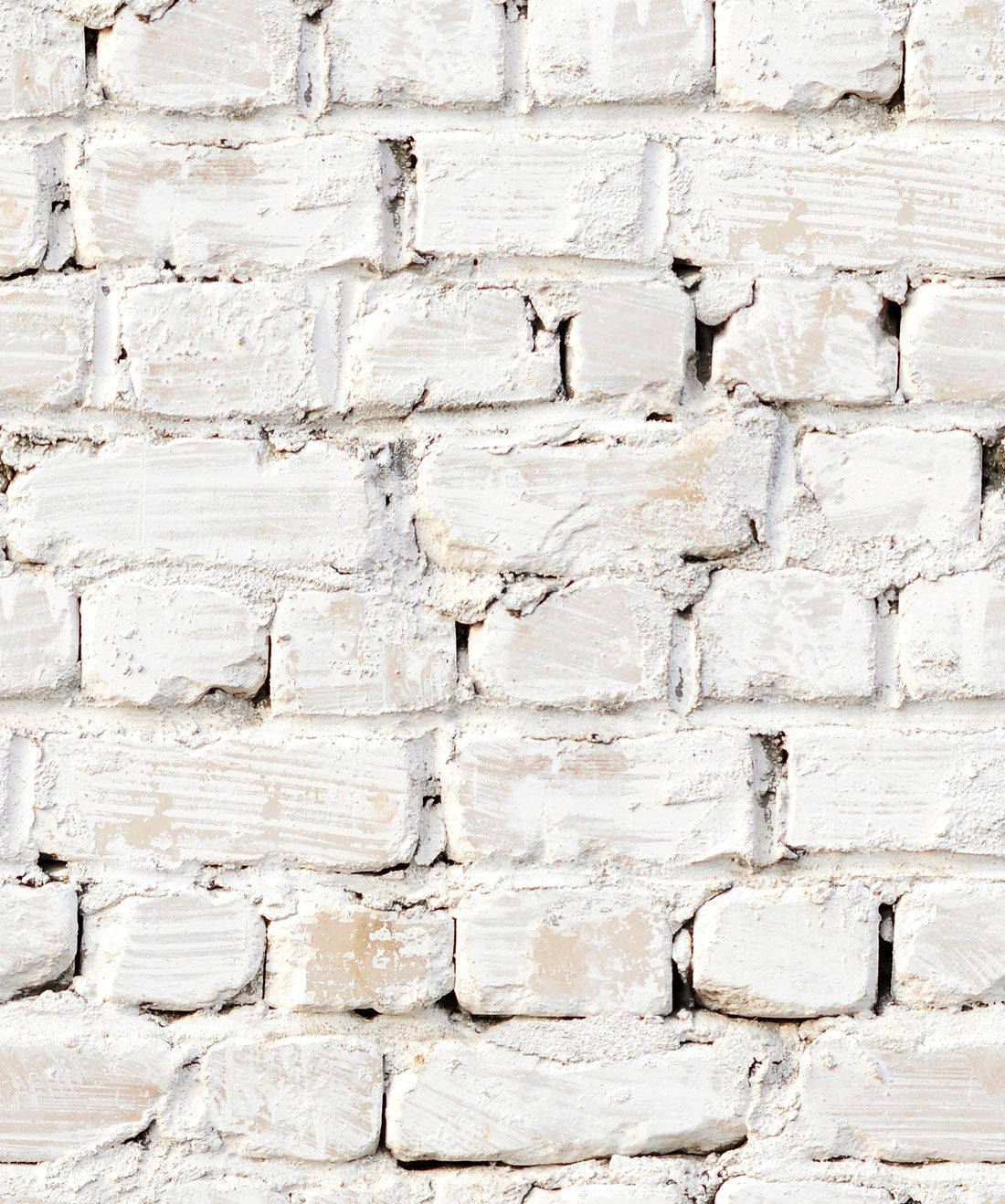 White Brick 桌布 壁紙 — 特寫風化白色油漆磚塊，顯示紋理裂縫和不均勻的油漆磨損。