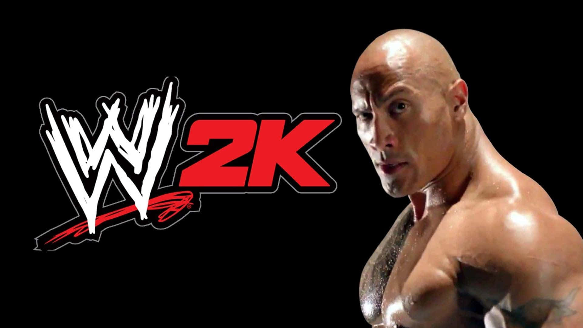 巨石強森 桌布 壁紙 — 狄維·莊遜在黑色背景的WWE 2K標誌旁邊凝視著。