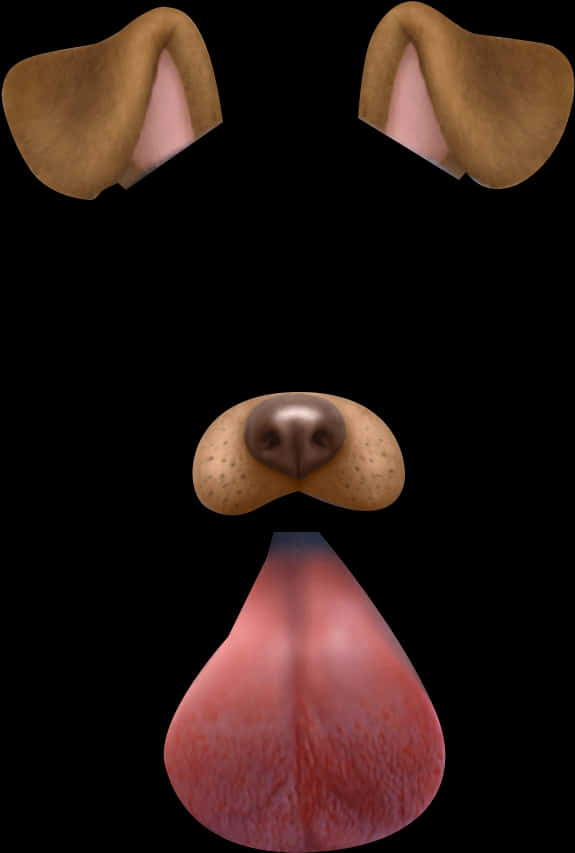 Snapchat 桌布 壁紙 — 狗臉特寫，有垂耳、濕鼻子和長長的粉紅色舌頭伸出，背景為黑色。
