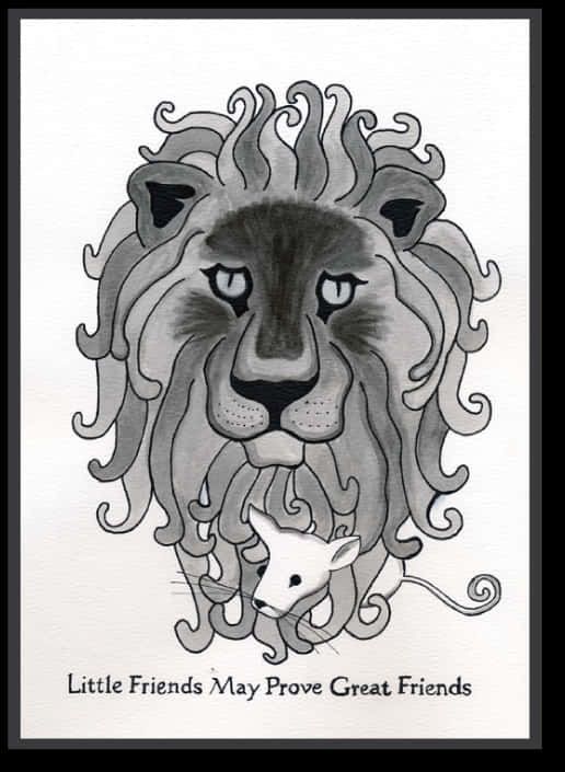 獅子與老鼠寓言藝術作品 壁紙