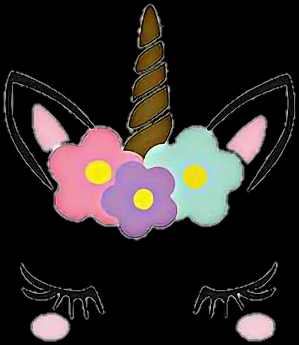 獨角獸花卉幻想插畫 壁紙