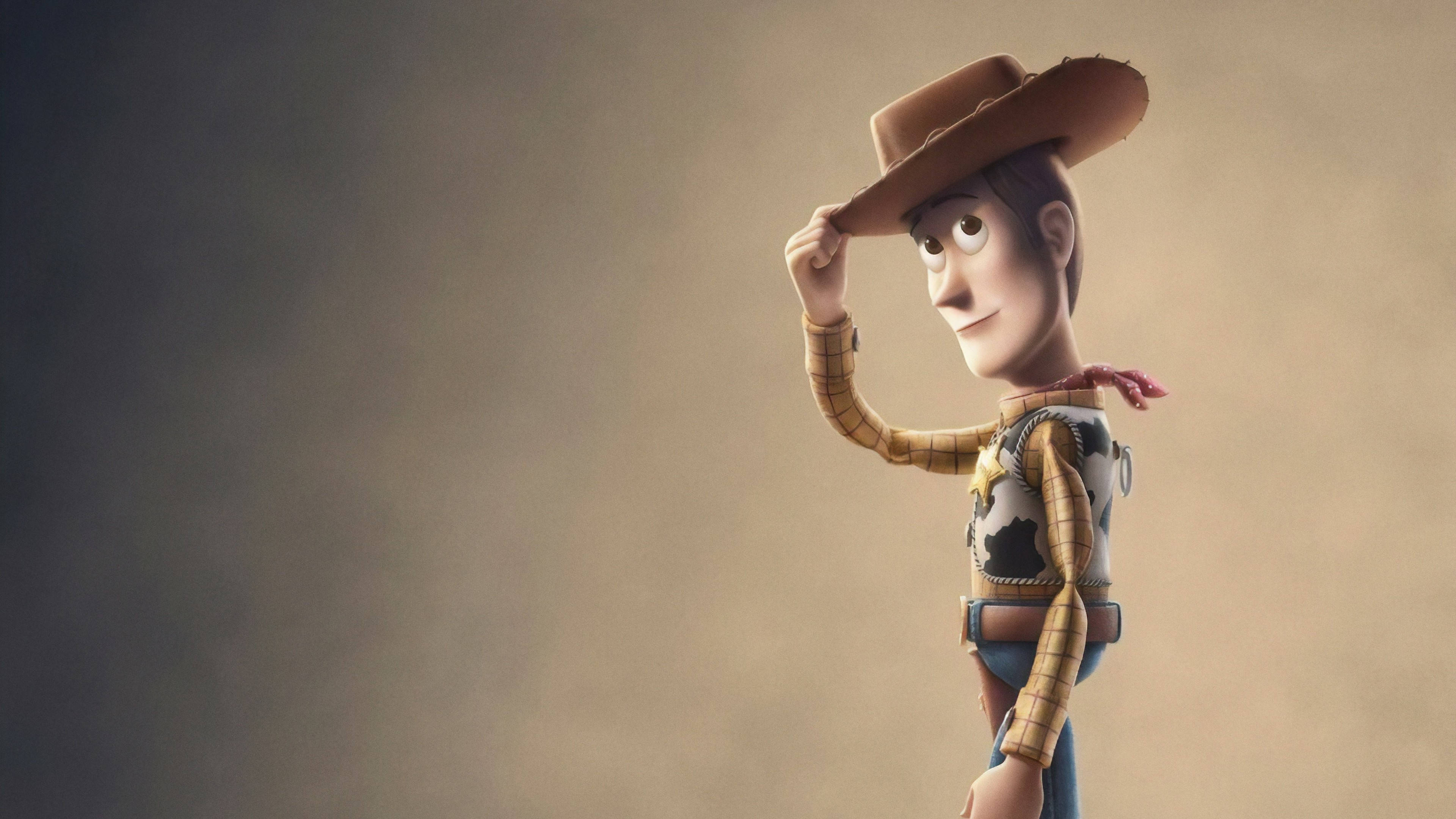 Woody 桌布 壁紙 — 《玩具總動員》的胡迪戴著牛仔帽在柔和漸變背景上敬禮。