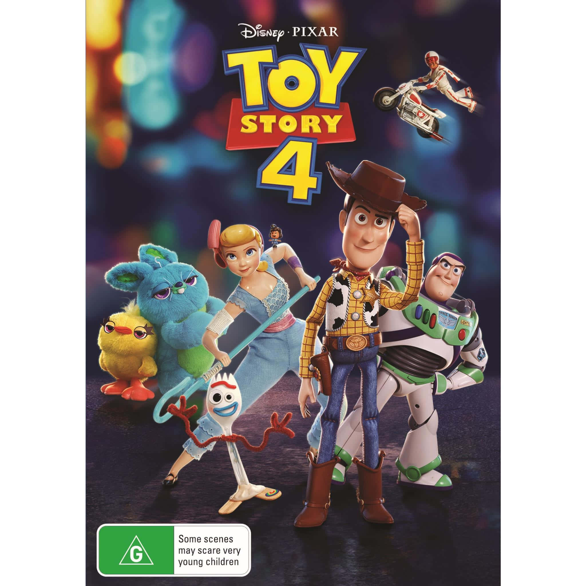 Toy Story 4 桌布 壁紙 — 《玩具總動員4》電影海報，以充滿活力的動畫風格展示胡迪、巴斯光年、小叉和朋友們。