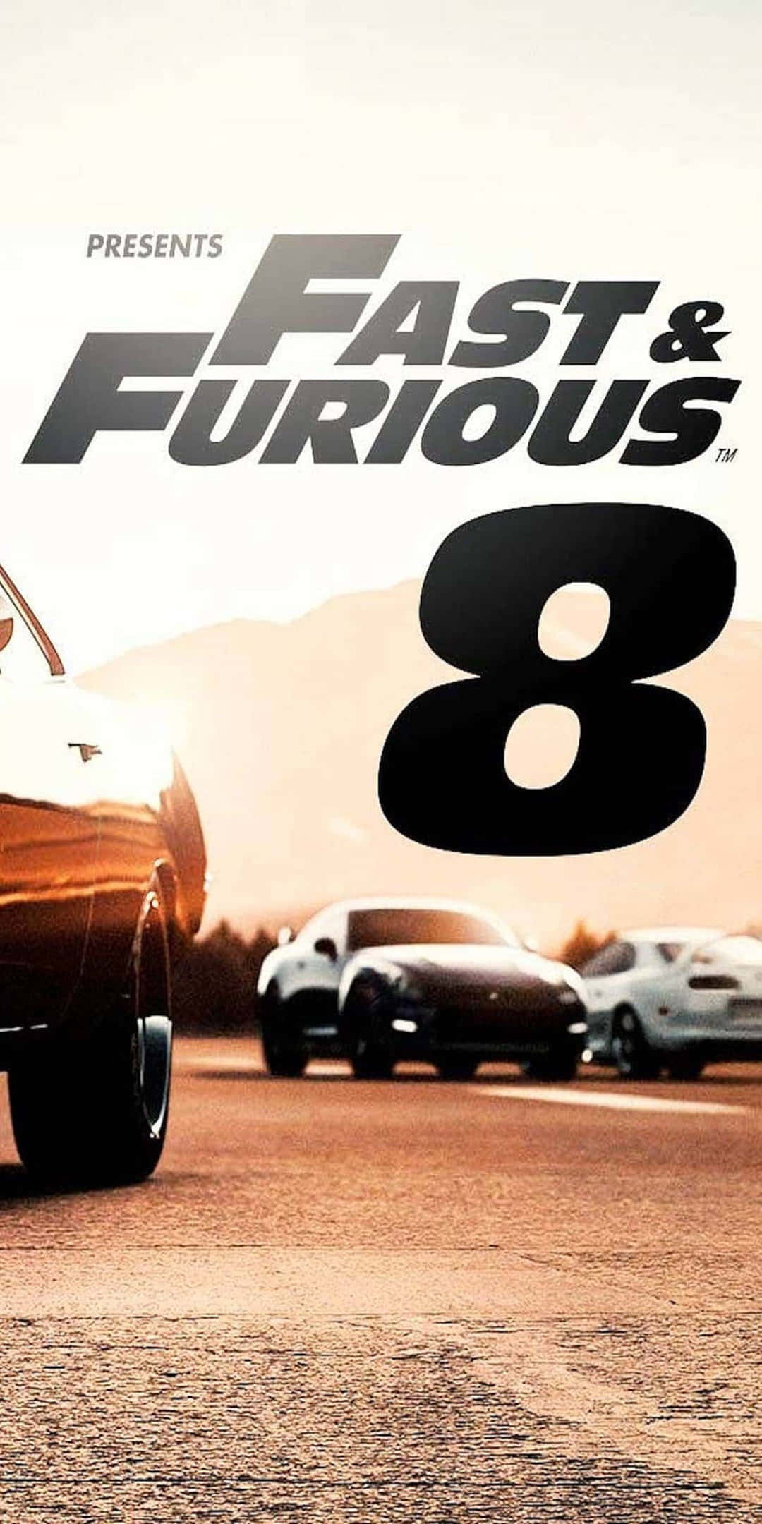 Pixel 3 Fast And Furious 桌布 壁紙 — 《玩命關頭8》電影海報，汽車在塵土飛揚的道路上奔馳，天空朦朧。