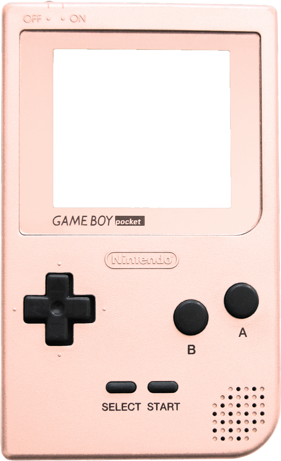 電玩遊戲 桌布 壁紙 — 玫瑰金色 Nintendo Game Boy Pocket，黑色螢幕和按鈕，在乾淨的攝影棚燈光下。