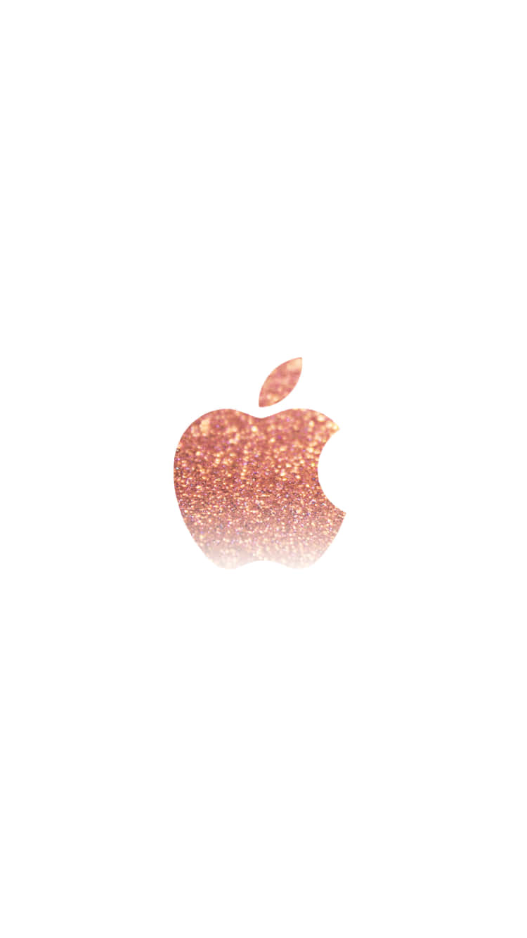 閃爍 桌布 壁紙 — 玫瑰金閃粉 Apple 標誌居中於純白色背景上，帶有柔和漸變光暈。