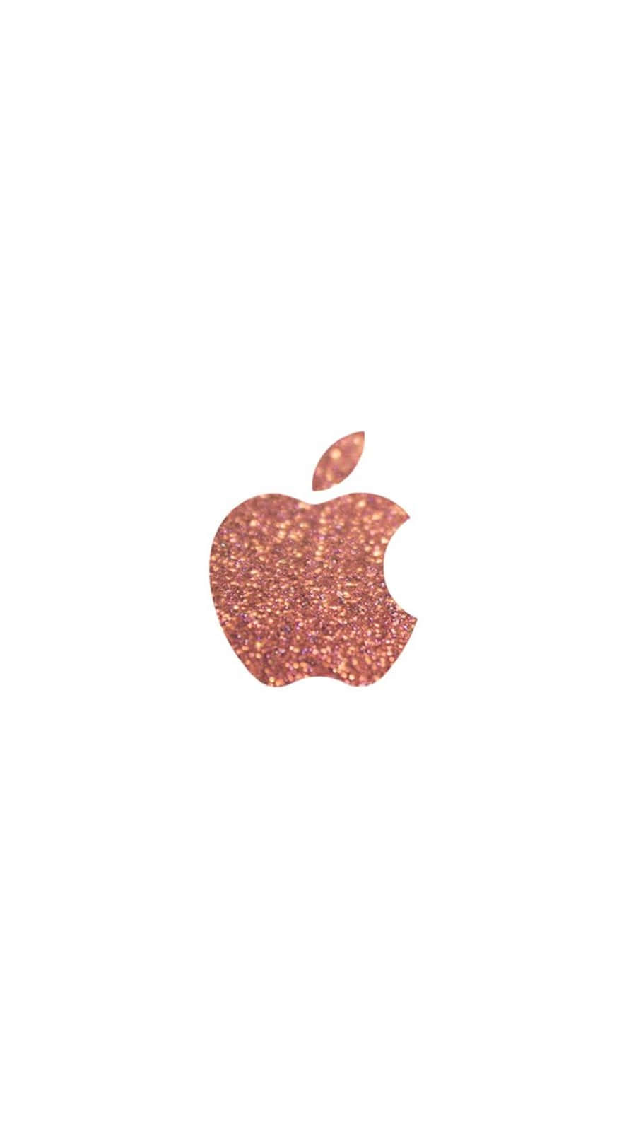 閃爍 桌布 壁紙 — 玫瑰金閃粉Apple標誌居中於純白色背景上。