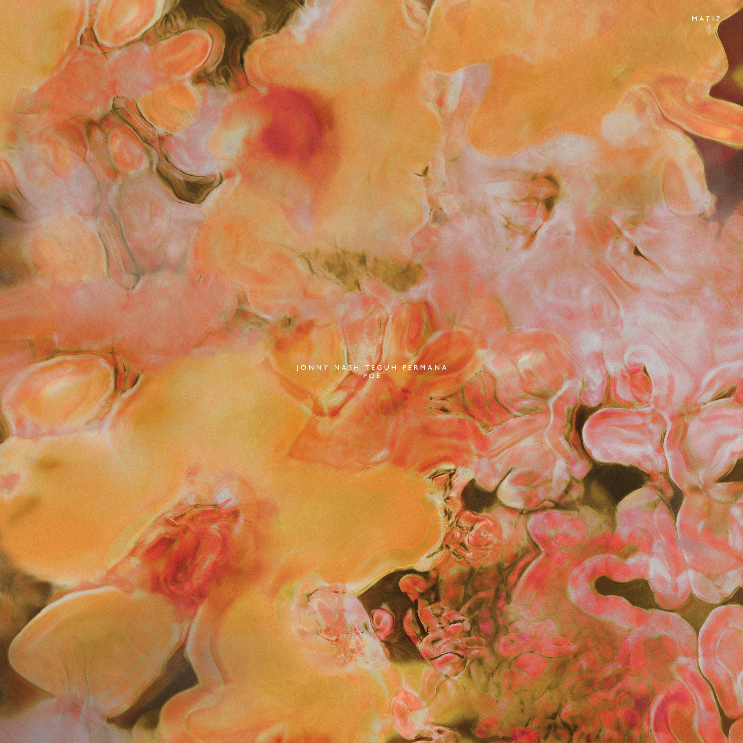 Paint Art 桌布 壁紙 — 珊瑚桃色和金色橙色的鮮豔抽象漩渦融合成柔軟的雲狀形態，帶有微妙的深色調。