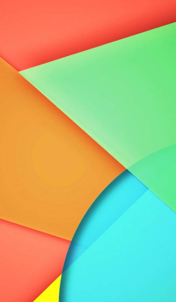 600x1024 桌布 壁紙 — 珊瑚橙、萊姆綠和青色的鮮豔重疊幾何形狀，創造出動態的抽象構圖。