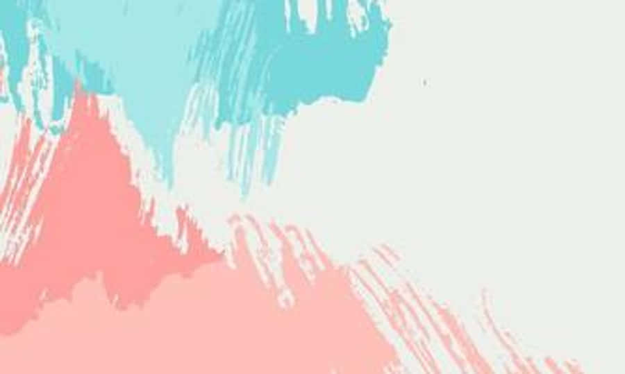 Pretty Aesthetic Computer 桌布 壁紙 — 珊瑚粉紅和天藍色的抽象水彩洗滌，融合成帶有紋理筆觸的柔和奶油色。