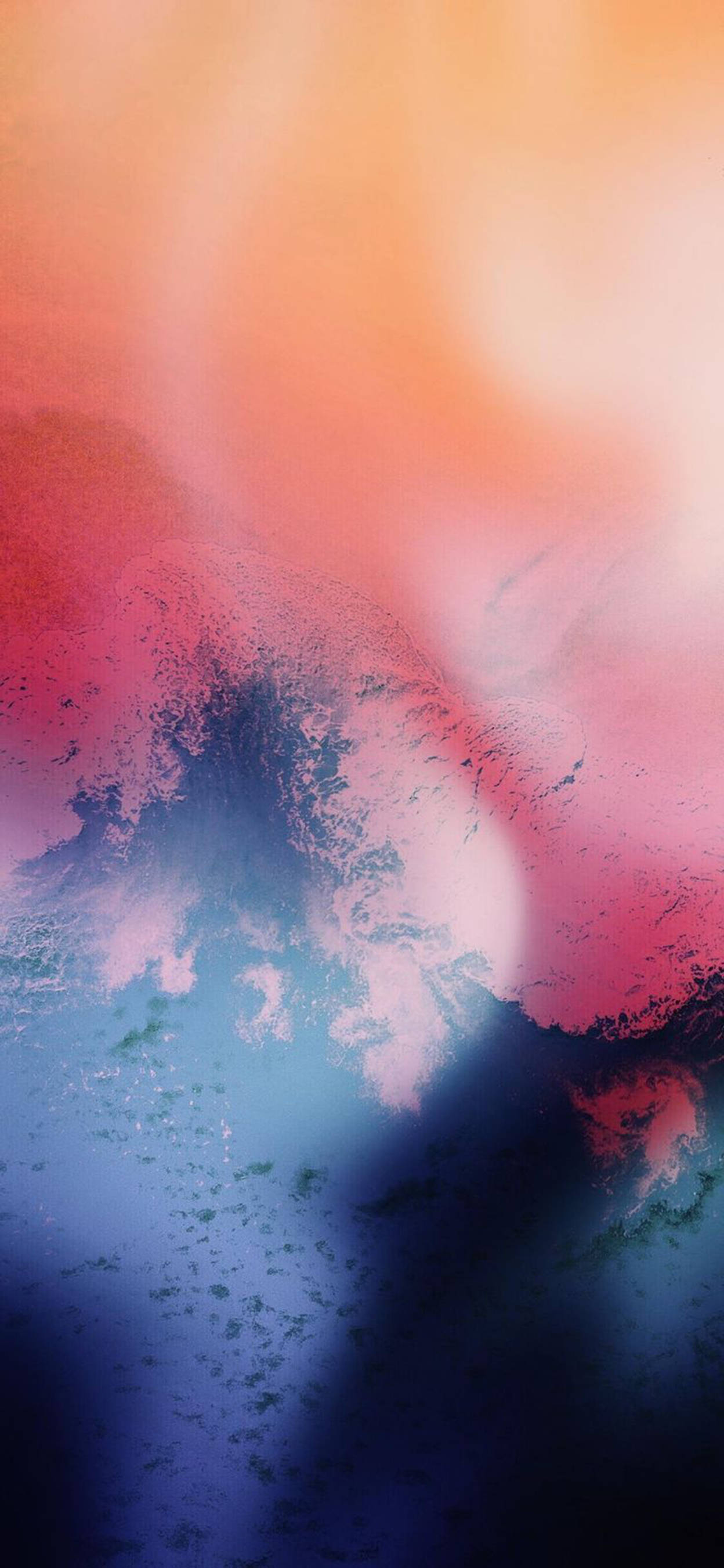 iOS 16 壁紙 桌布 壁紙 — 珊瑚粉紅和深藍色的鮮豔抽象漩渦融合成夢幻的漸變天空。