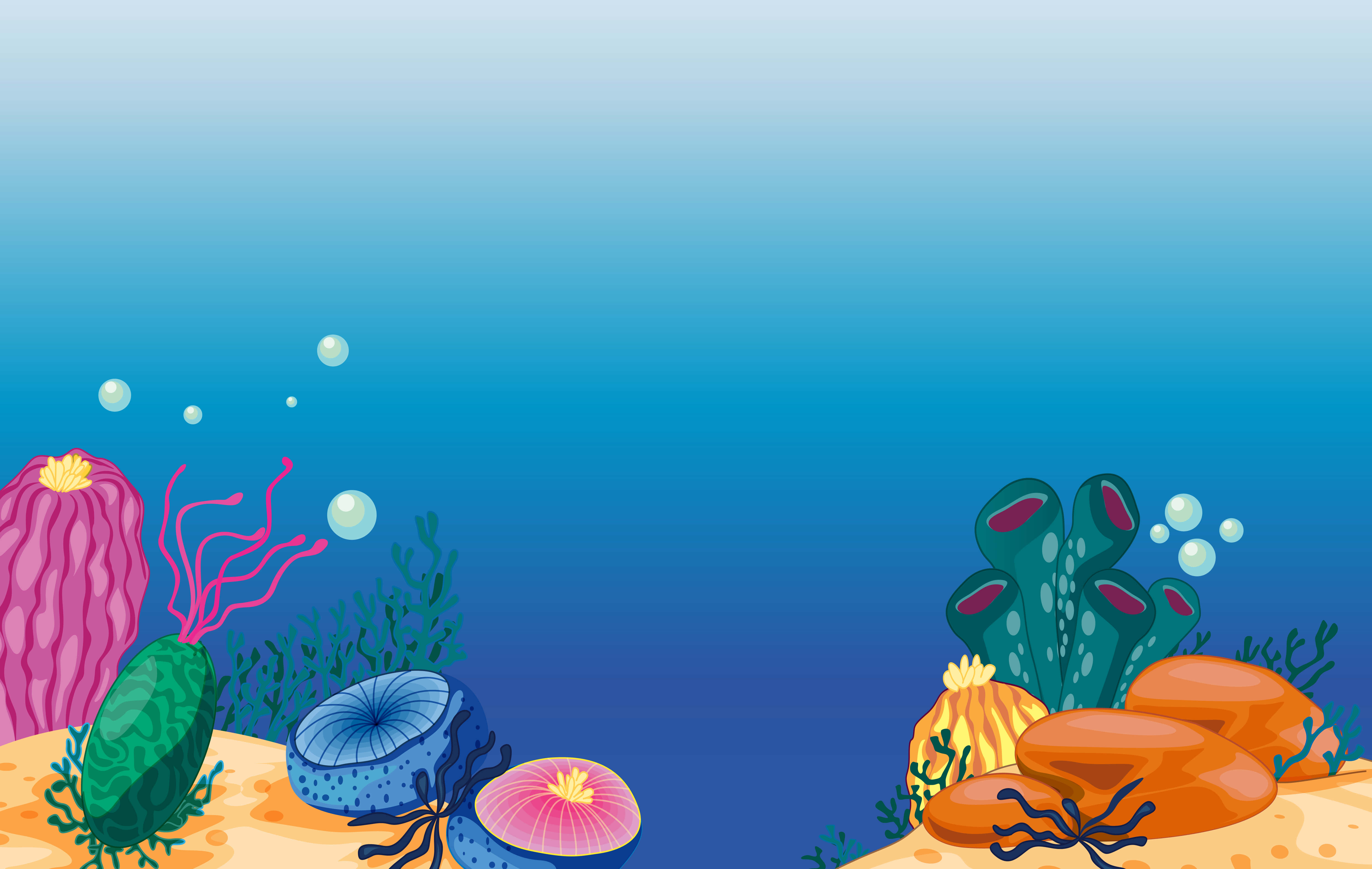 珊瑚與魚群的卡通背景 壁紙