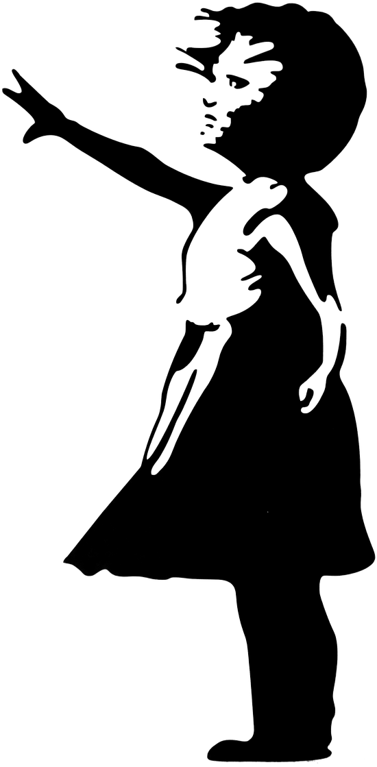 班克斯《氣球女孩》剪影 壁紙