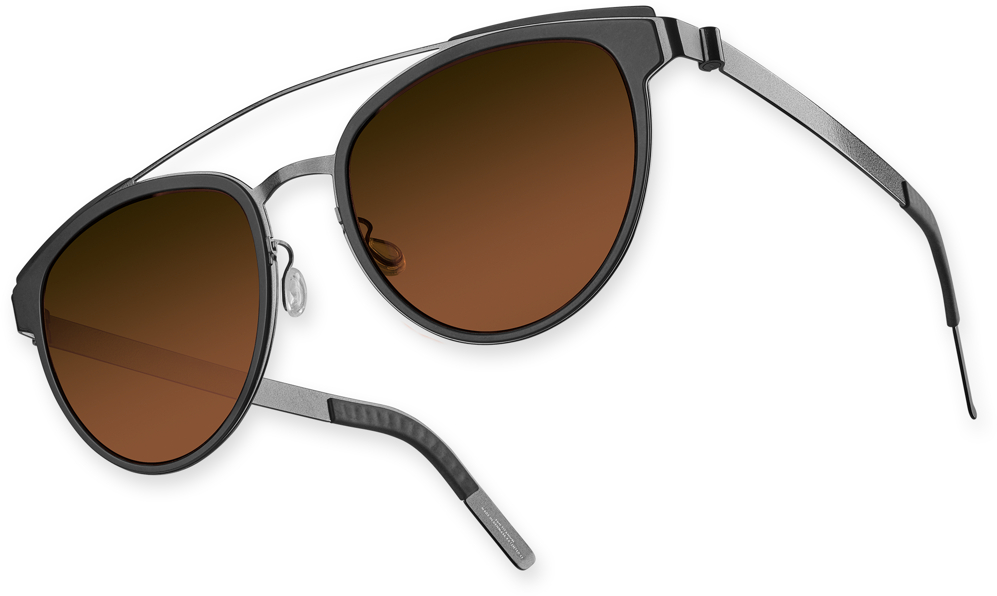 Aviator 桌布 壁紙 — 現代時尚太陽眼鏡，配備漸變棕色鏡片和金屬鏡框，以純黑色背景襯托。