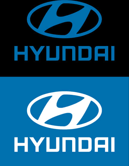 Hyundai Logo 桌布 壁紙 — 現代標誌以兩種顏色變化顯示：黑色上的藍色和藍色上的白色。