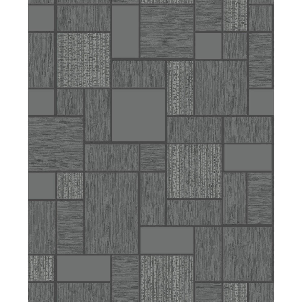 Floor Tiles 桌布 壁紙 — 現代灰色幾何圖案壁紙，長方形面板上帶有各種木紋質感。