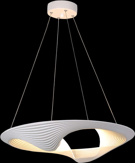 Chandelier 桌布 壁紙 — 現代白色吊燈，帶有雕塑般的棱紋設計，在黑色背景下散發溫暖光芒。