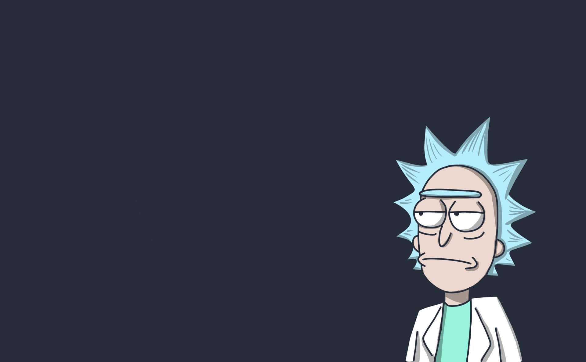 Rick And Morty Laptop 桌布 壁紙 — 《瑞克和莫蒂》中的瑞克·桑切斯在黑暗背景下露出無聊的表情凝視著。
