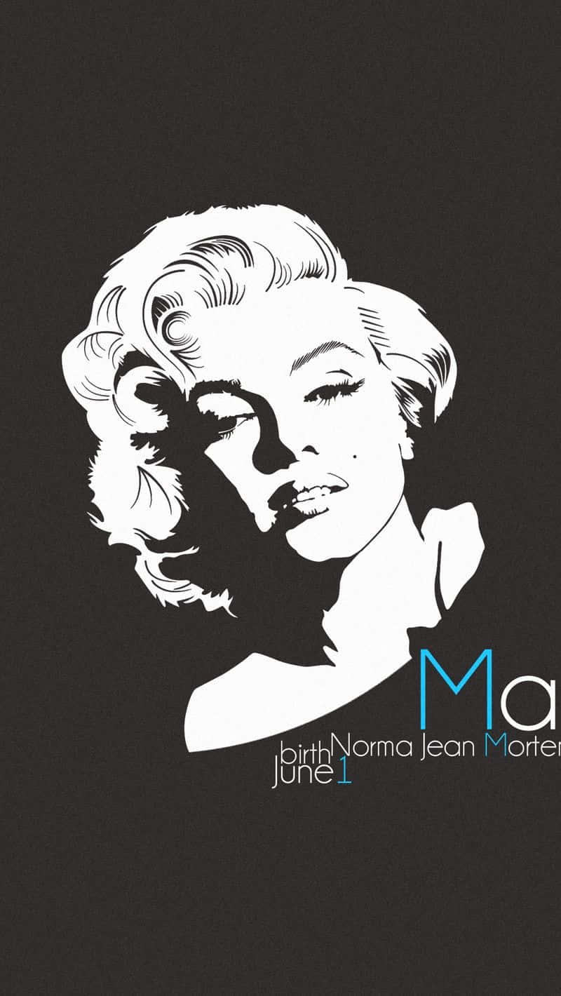 Marilyn Monroe iPhone 桌布 壁紙 — 瑪麗蓮夢露大膽的黑白風格肖像，在深色背景上疊加文字。