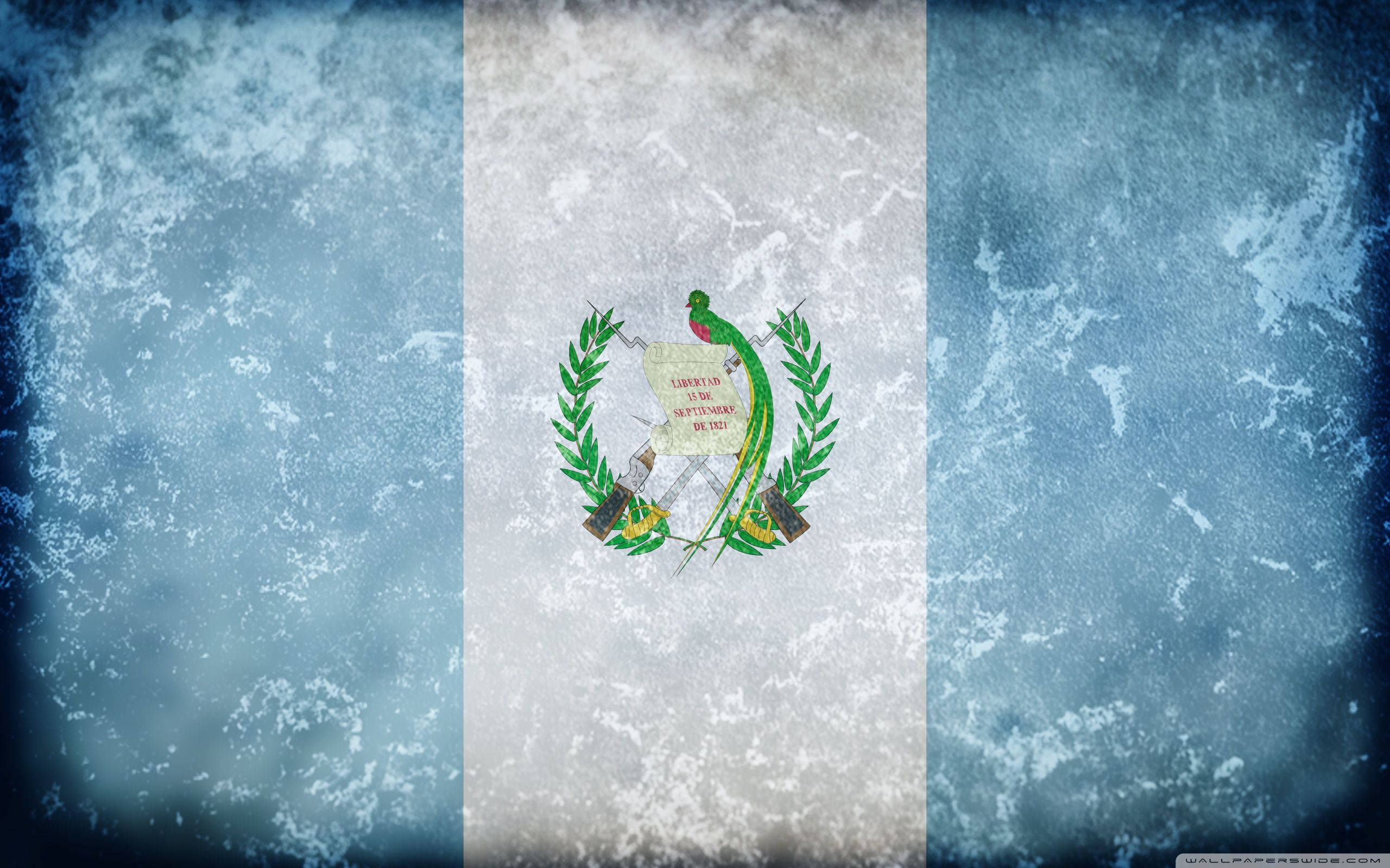 Guatemala 桌布 壁紙 — 瓜地馬拉國旗，帶有風化紋理和藍灰色做舊背景。