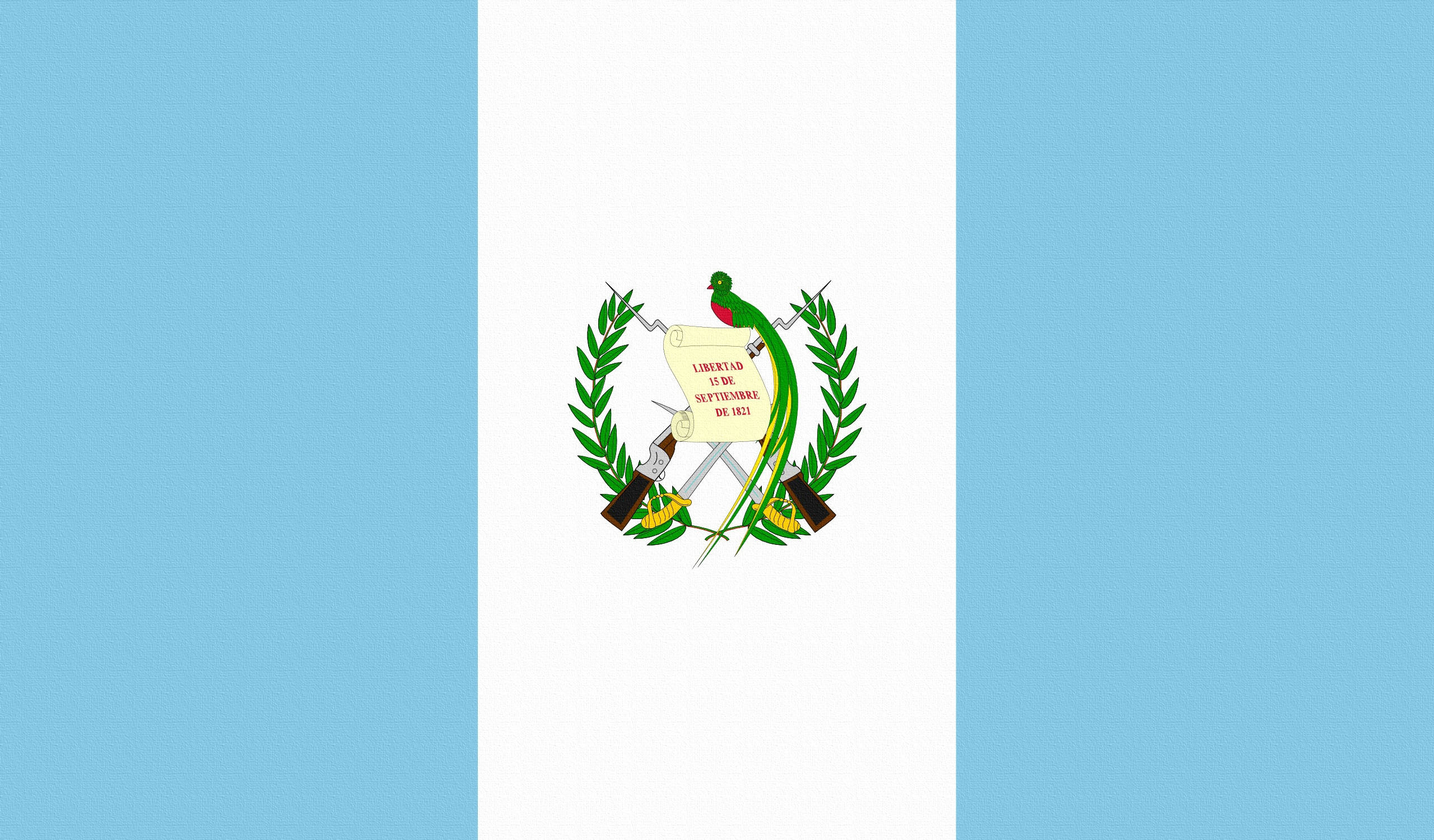 Guatemala 桌布 壁紙 — 瓜地馬拉的國旗由兩條淺藍色垂直條紋夾著一條帶有國徽的白色中央條紋組成。