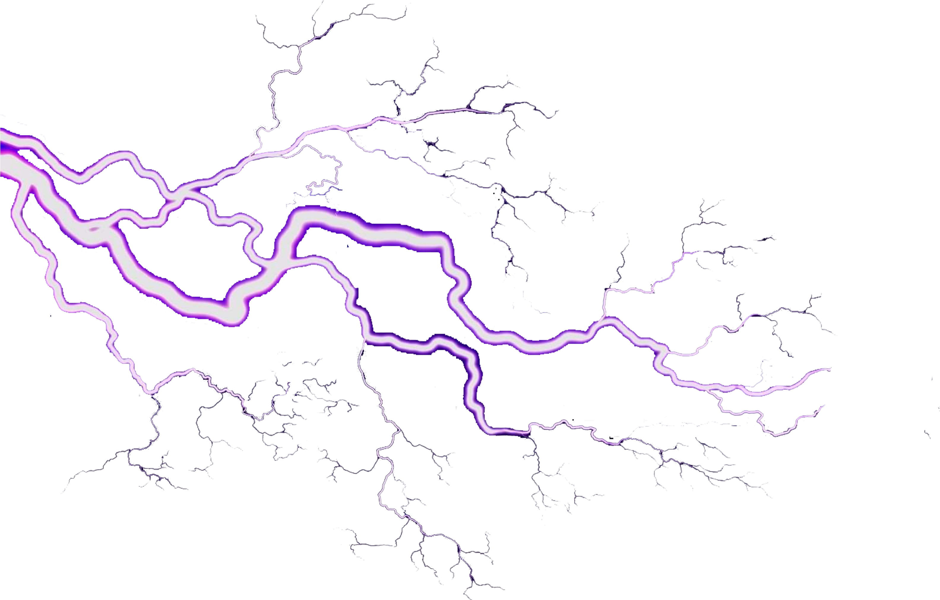 紫色 桌布 壁紙 — 生動的紫色閃電在漆黑的天空中劈啪作響，呈現出戲劇性的自然景象。