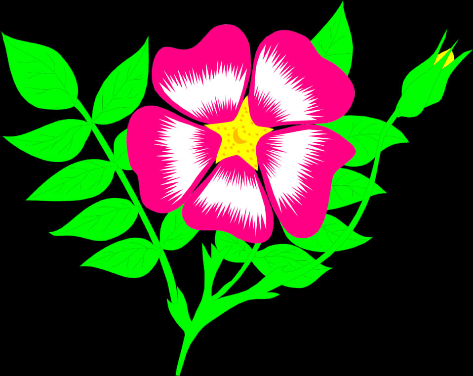 生動粉紅花朵插畫