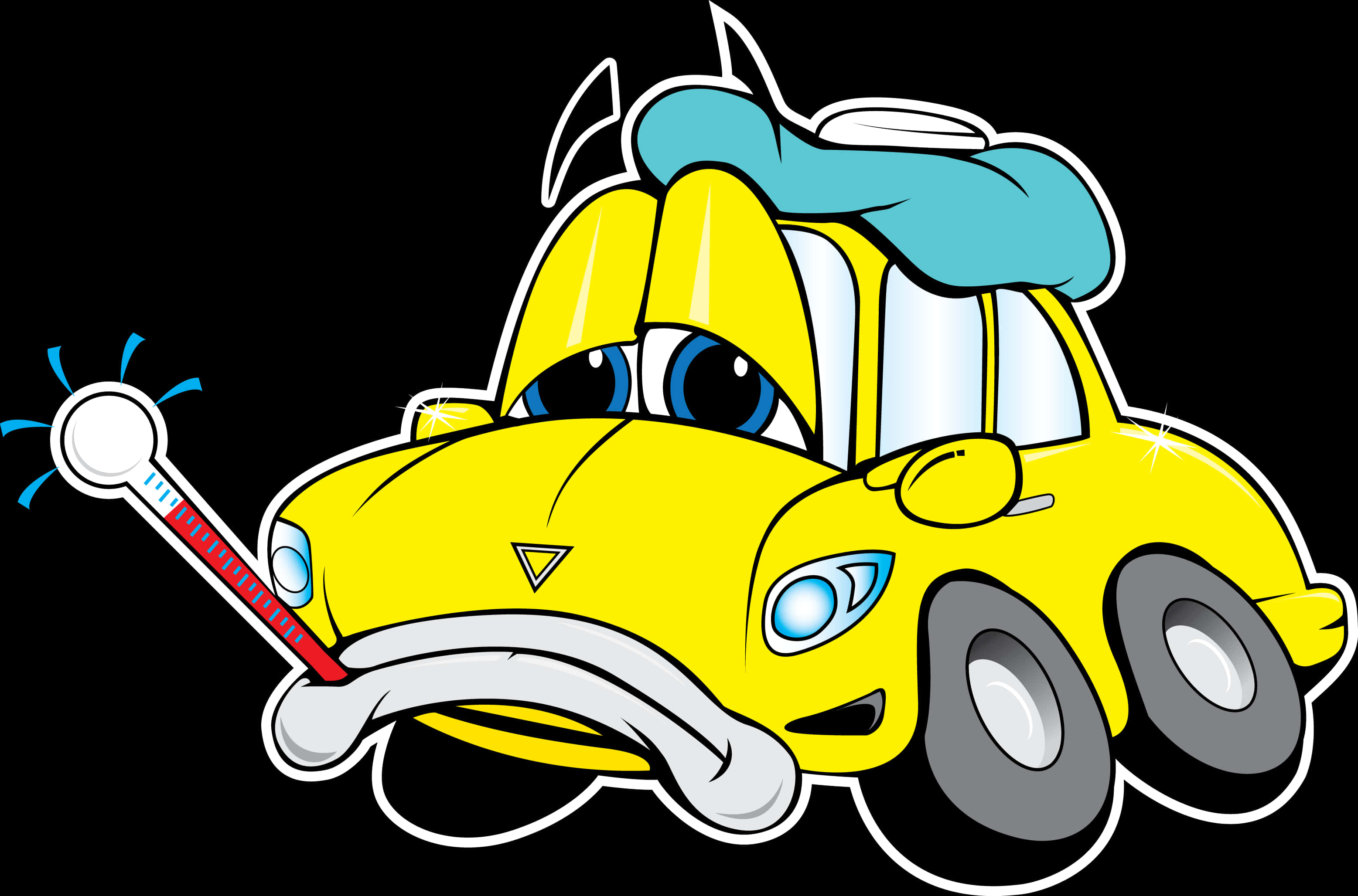 生病卡通汽車插圖 壁紙