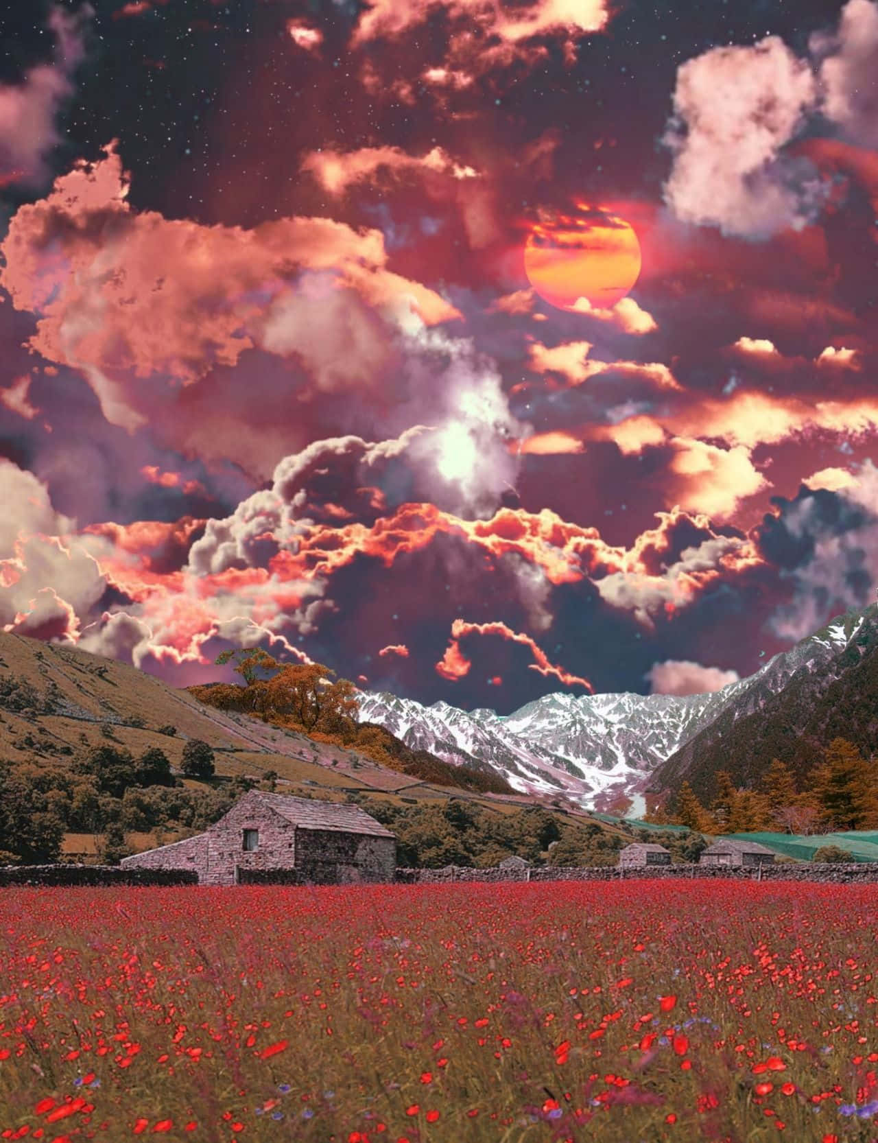 田園小屋背景 壁紙