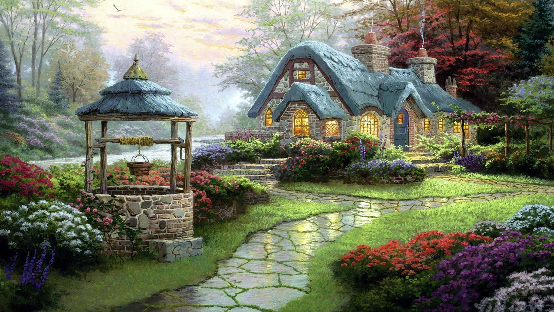 田園小屋背景 壁紙