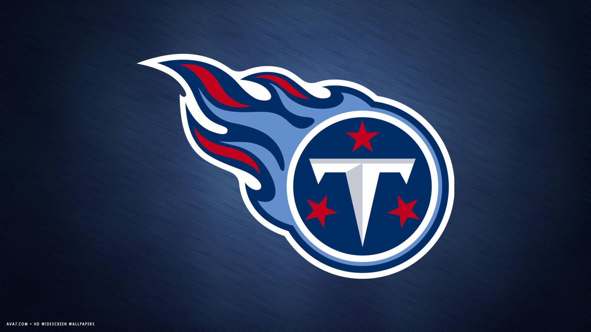 NFL Teams 桌布 壁紙 — 田納西泰坦隊標誌，帶有紅色星星和火焰設計，背景為紋理深藍色。