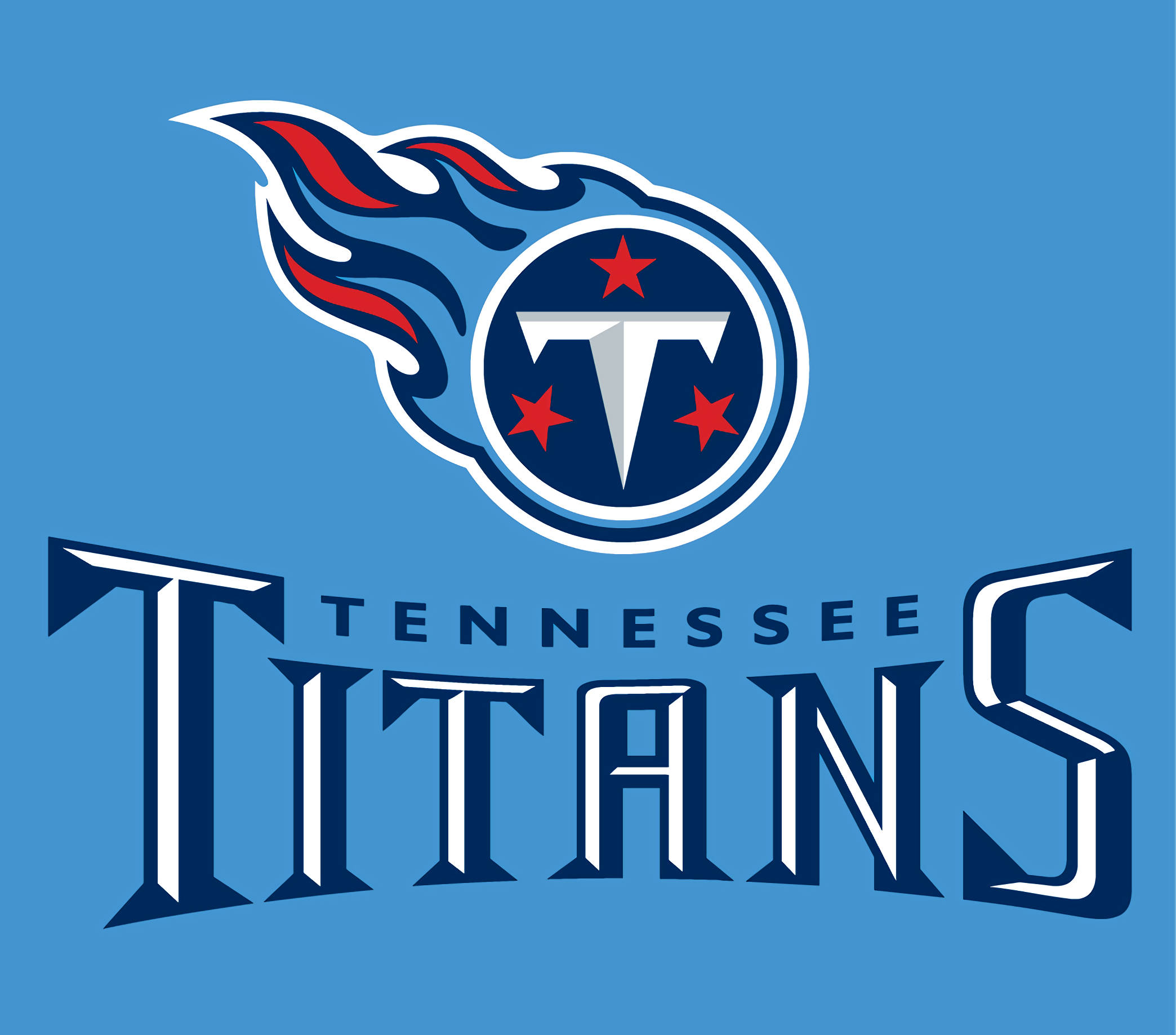 Tennessee 桌布 壁紙 — 田納西泰坦隊標誌，採用大膽的藍色、紅色和白色，背景為純藍色。