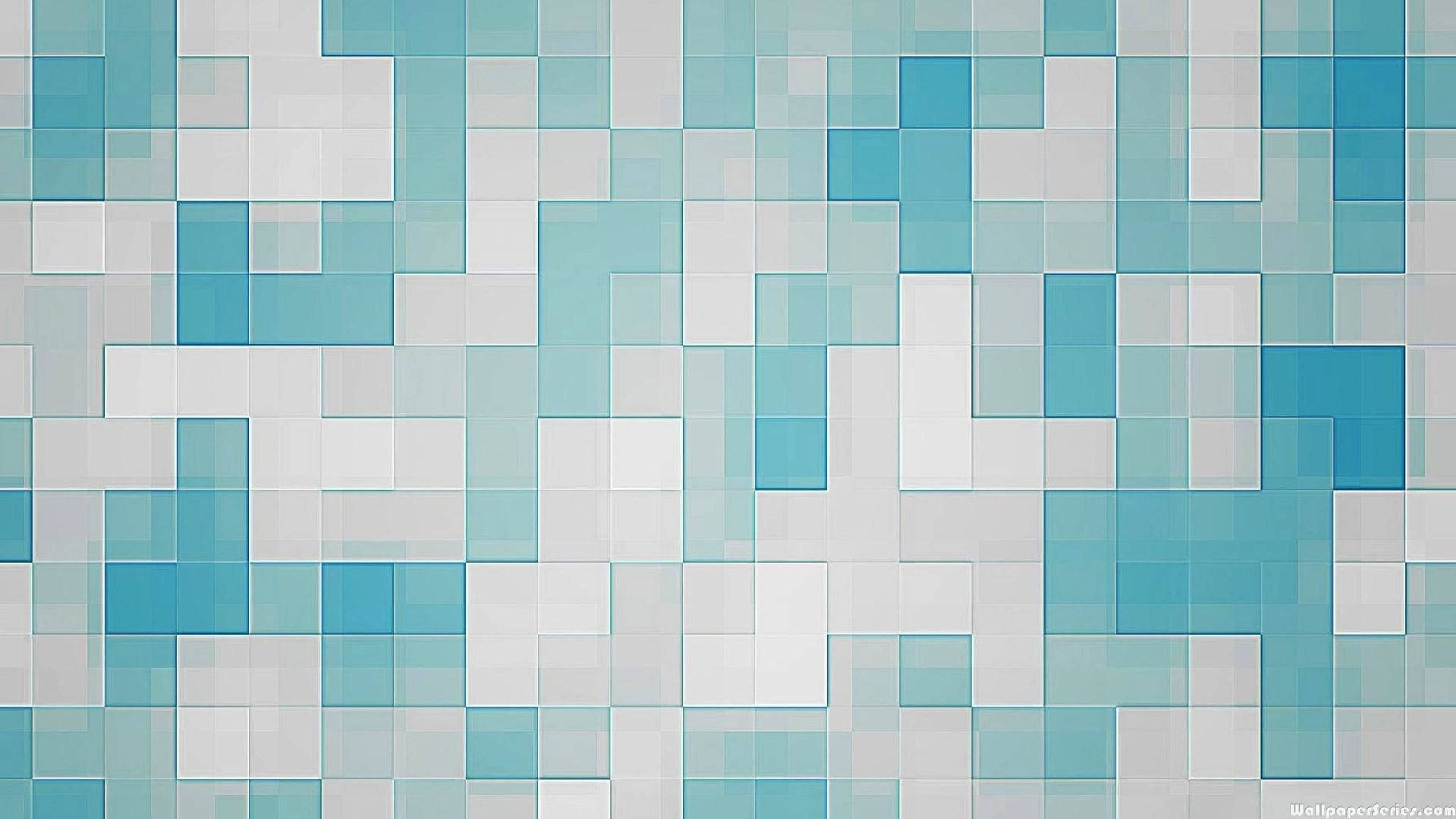 藍白 桌布 壁紙 — 由半透明藍色和白色正方形組成的數位馬賽克，營造出現代抽象圖案。