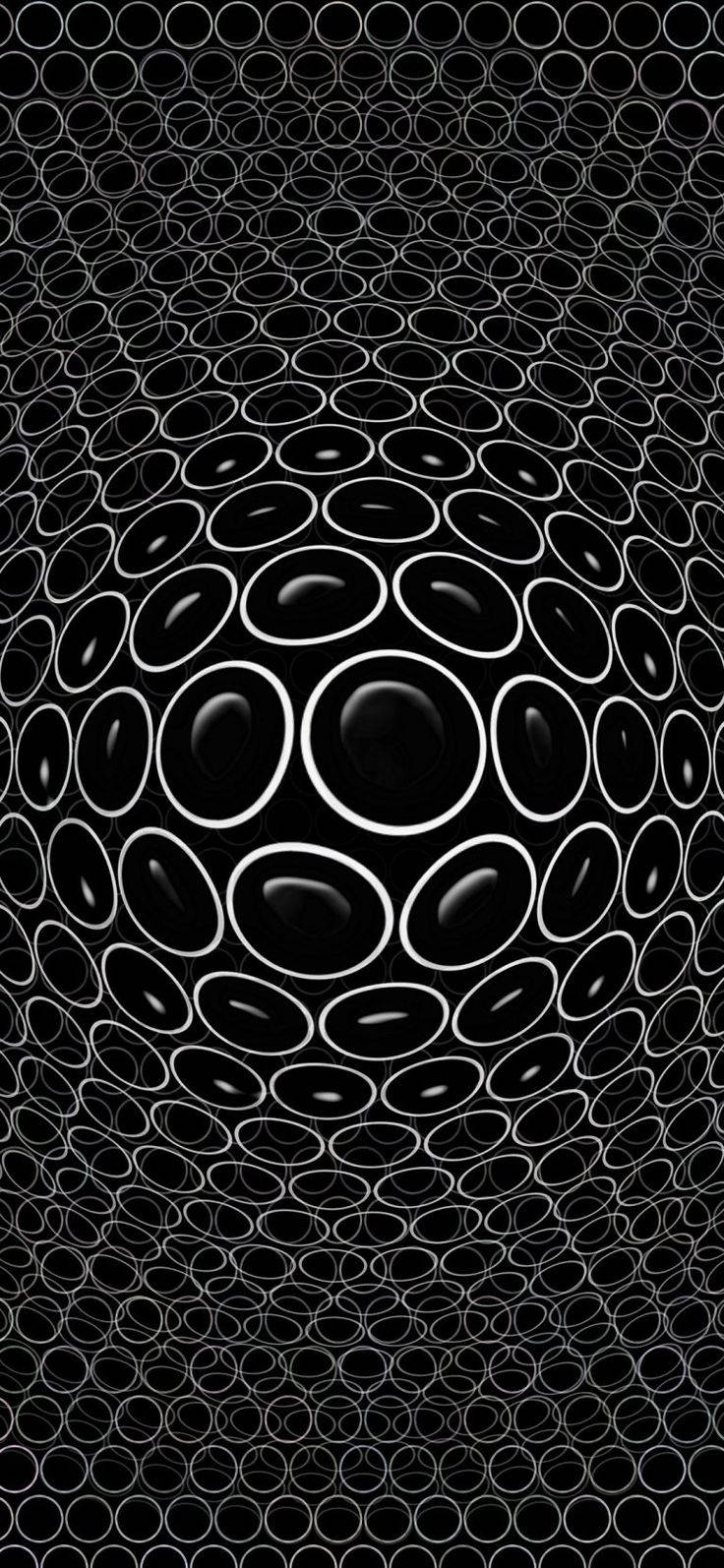 Optical Illusion 桌布 壁紙 — 由同心圓組成的迷人黑白圖案，營造出隧道般的視錯覺。