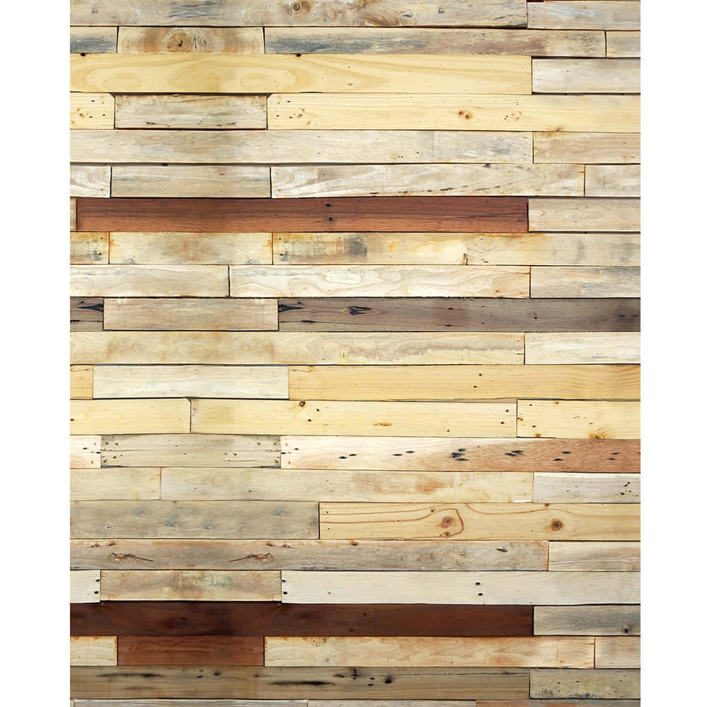 Shiplap 桌布 壁紙 — 由水平堆疊的回收木板製成的鄉村風格牆壁，具有多種自然色調和紋理。