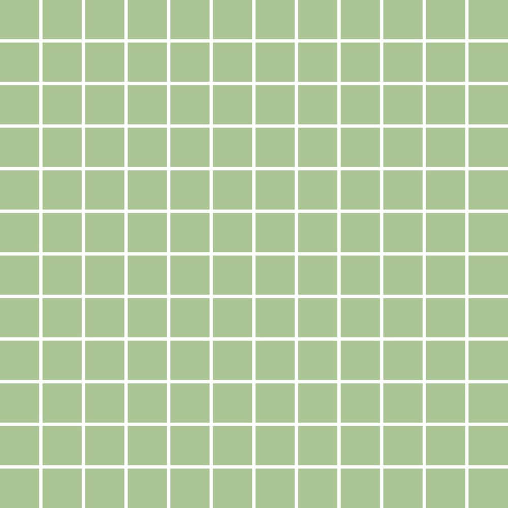 Pastel Aesthetic Grid 桌布 壁紙 — 由清晰白線分隔的柔和鼠尾草綠色方塊組成的無縫網格圖案。