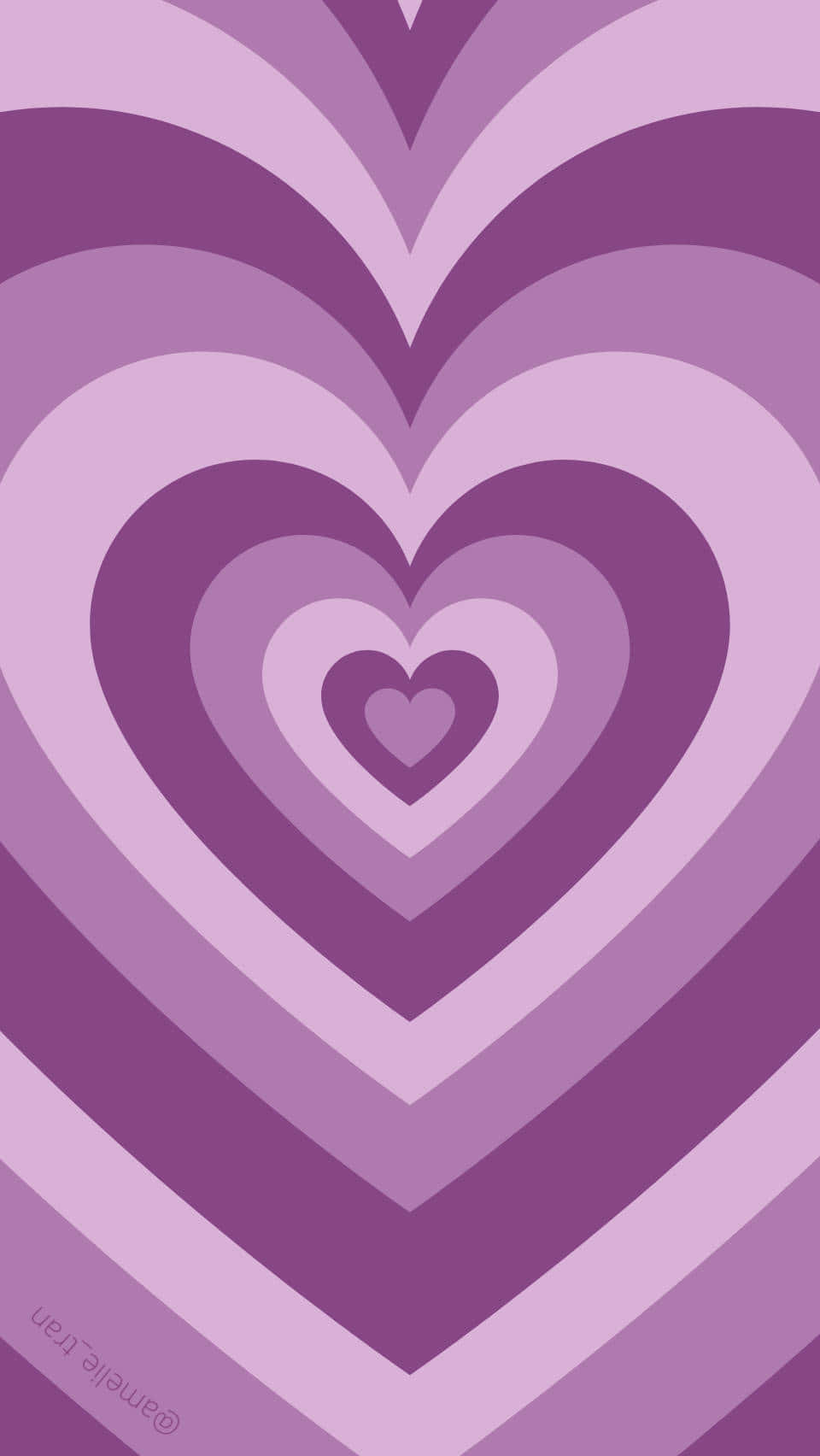 Heart 桌布 壁紙 — 由漸變紫色同心心形組成的催眠圖案，營造出舒緩的復古桌布。