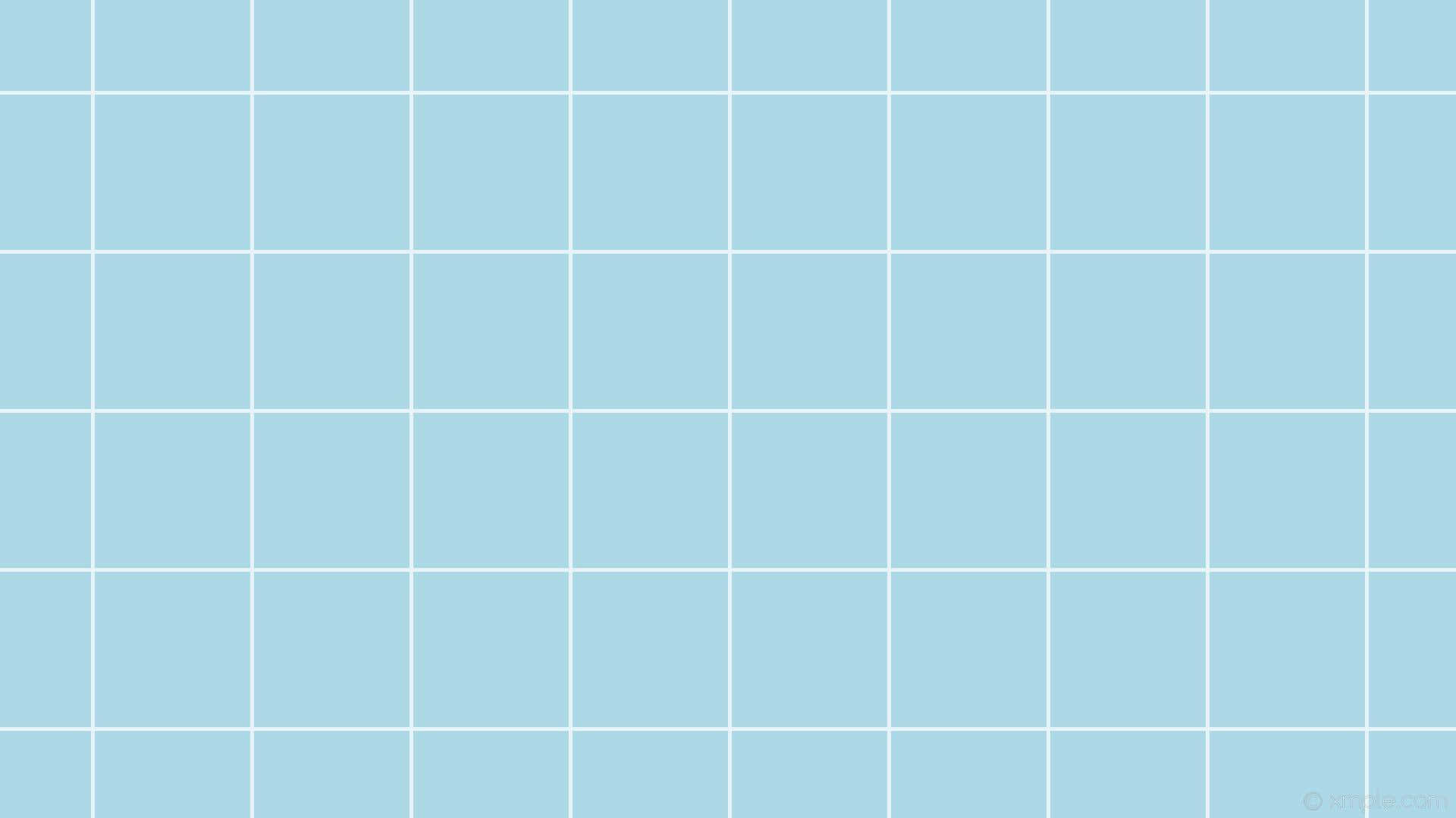Cute Blue 桌布 壁紙 — 由白色細線分隔的淺藍色正方形組成極簡網格，營造出乾淨的幾何圖案。
