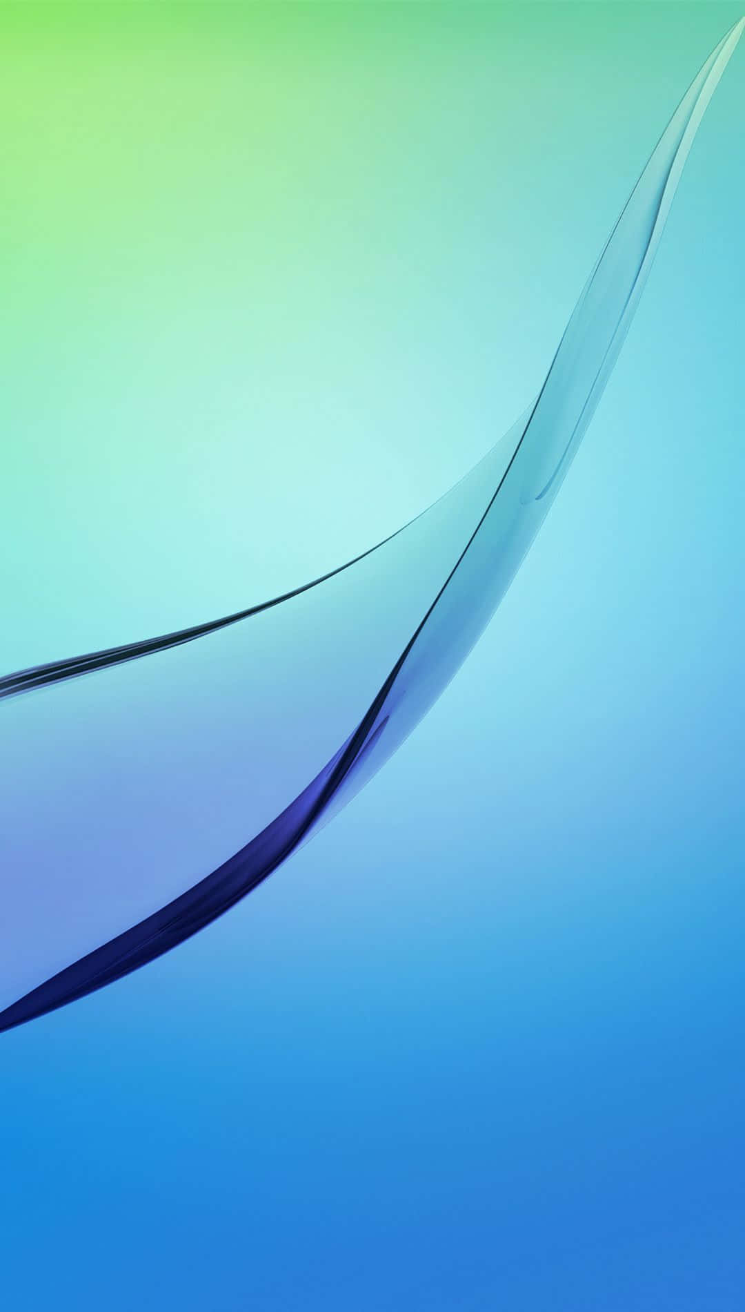 Galaxy S 桌布 壁紙 — 由綠色到藍色的平滑漸變，搭配流動的深色曲線，營造出寧靜的抽象數位背景。