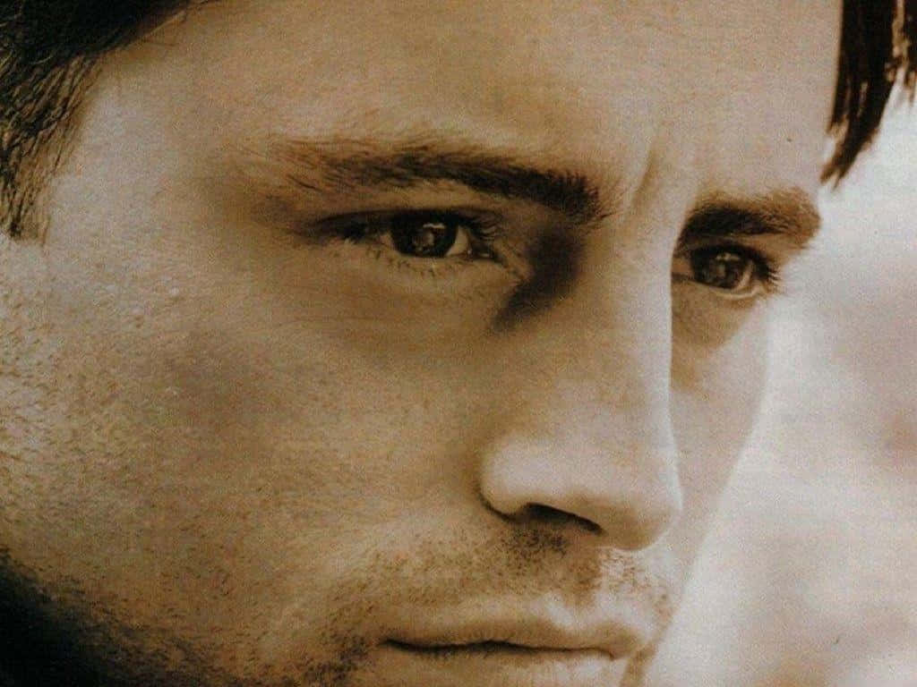 Matt Leblanc 桌布 壁紙 — 男士強烈目光的特寫肖像，帶有柔和棕褐色調和紋理肌膚細節。