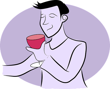 男子享受葡萄酒卡通 壁紙