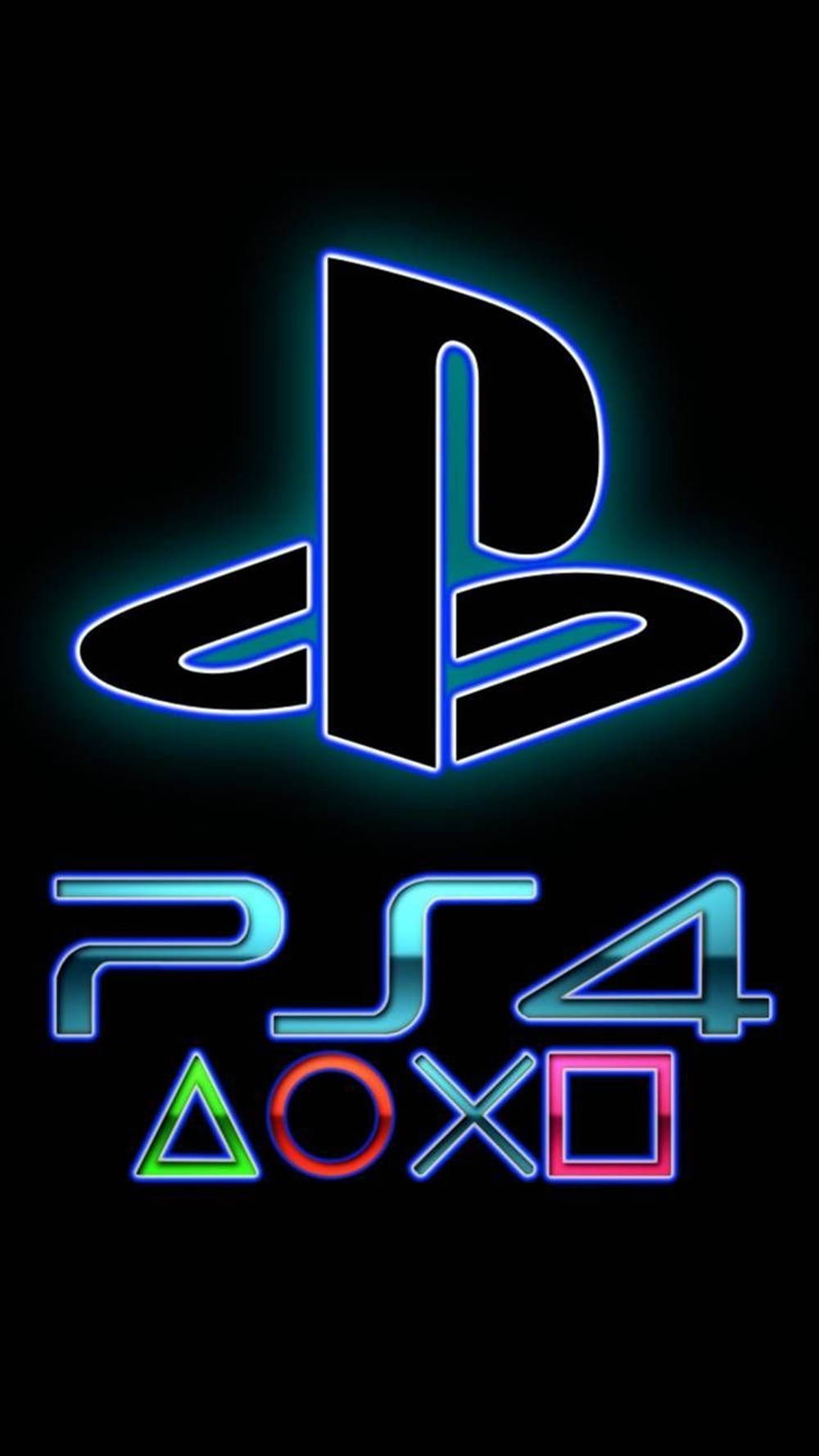 黑色背景上帶有發光控制器按鈕的 PlayStation 4 標誌。 — Ps4 壁紙
