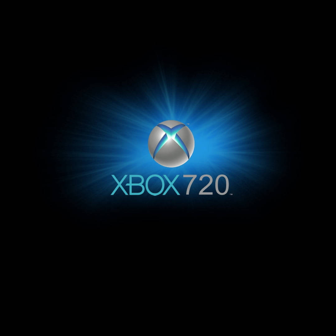 Xbox 桌布 壁紙 — 發光的 Xbox 720 標誌在漆黑的背景下散發出電光藍色光芒。