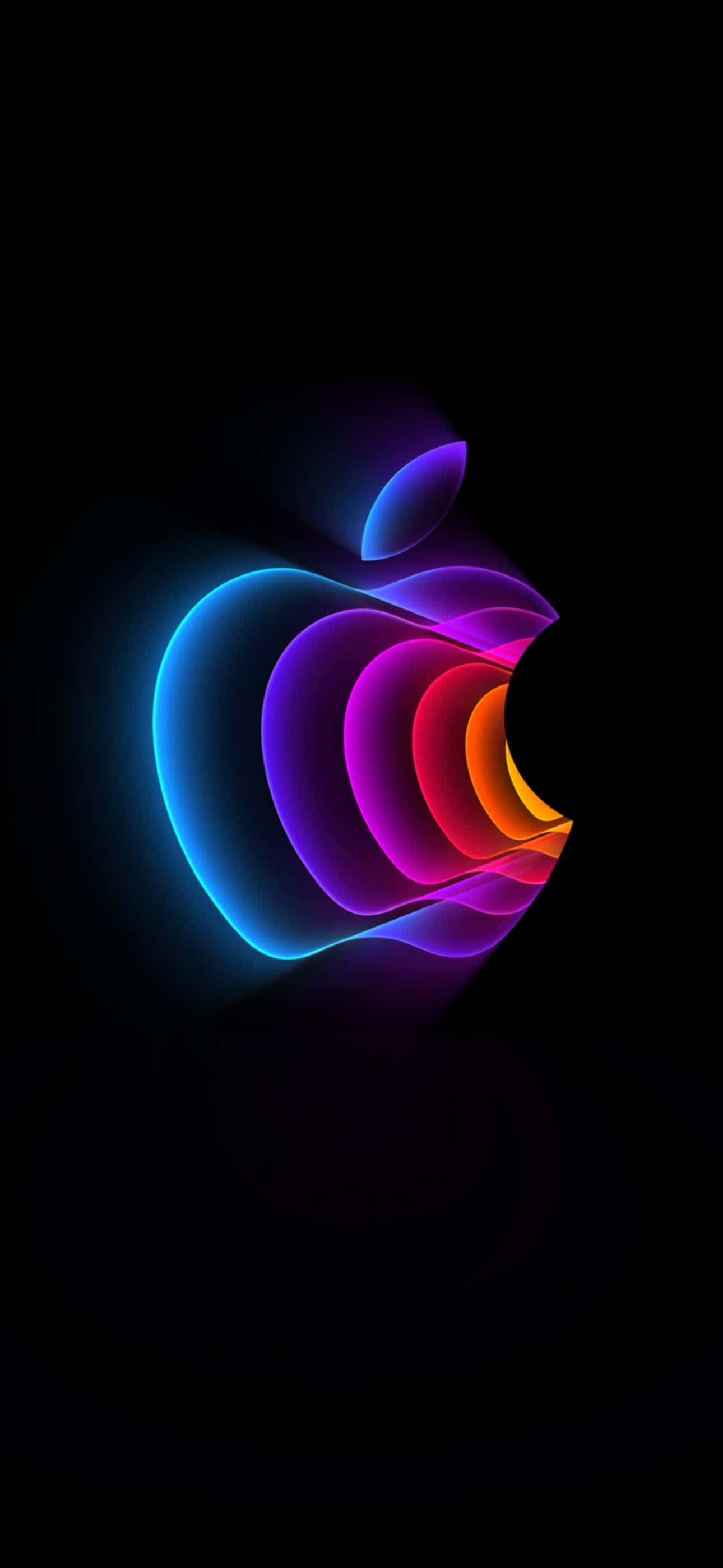 Cool Apple 桌布 壁紙 — 發光的Apple標誌在漆黑背景上散發出鮮豔的霓虹色彩。