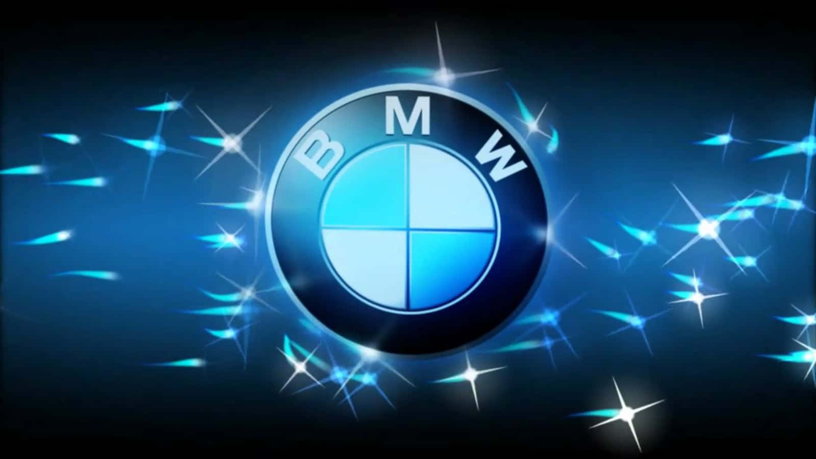 Bmw Logo 桌布 壁紙 — 發光的BMW標誌在黑暗背景上散發出電光藍色火花。