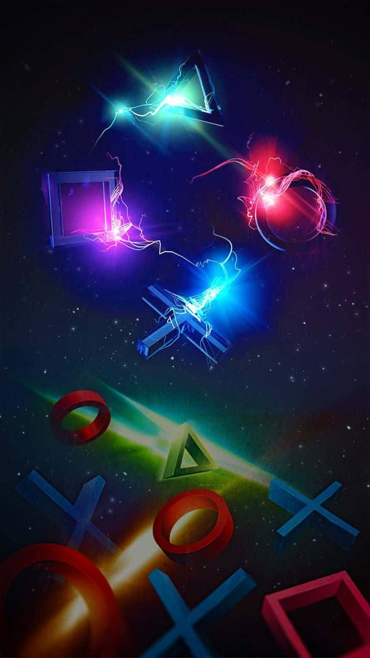 遊戲控制器符號在太空中漂浮，帶有電能。 — Ps4 壁紙
