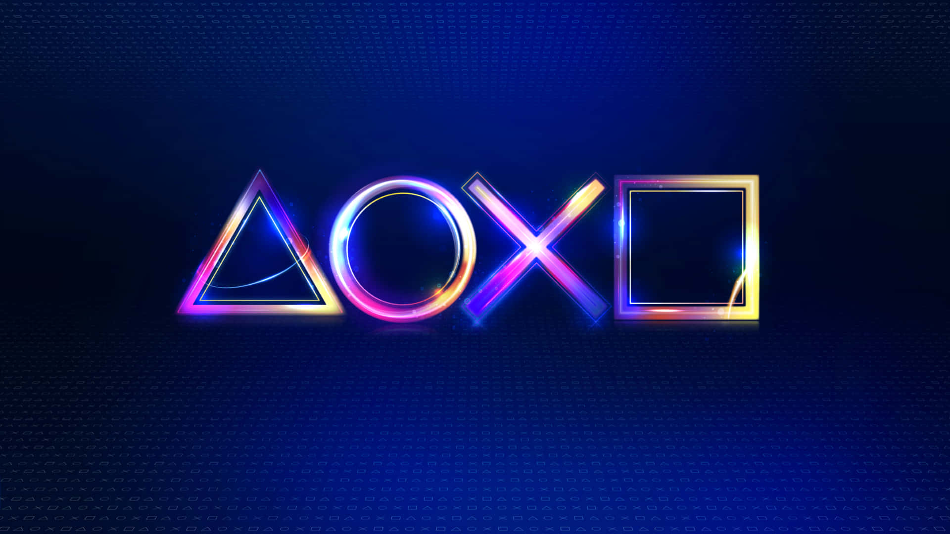 在數位網格上閃爍著彩虹光芒的PlayStation標誌符號。 — Ps4 壁紙
