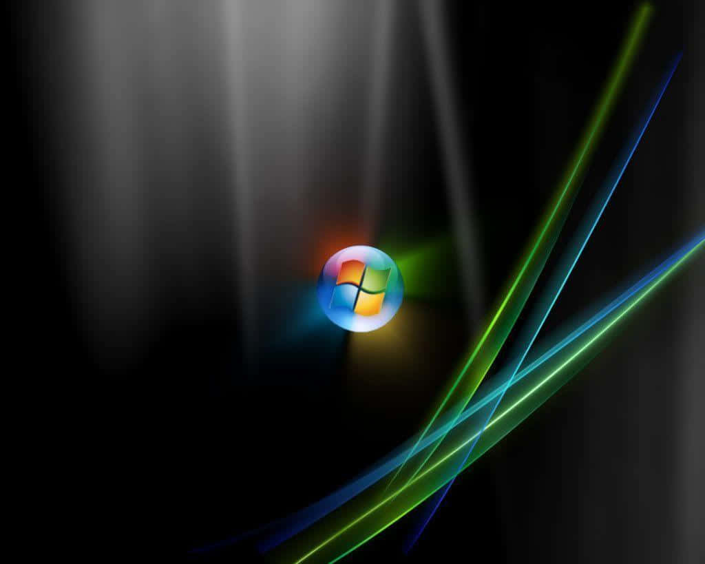 Windows標誌在深色背景上有彩色光線 — Windows Vista 動態圖片 壁紙