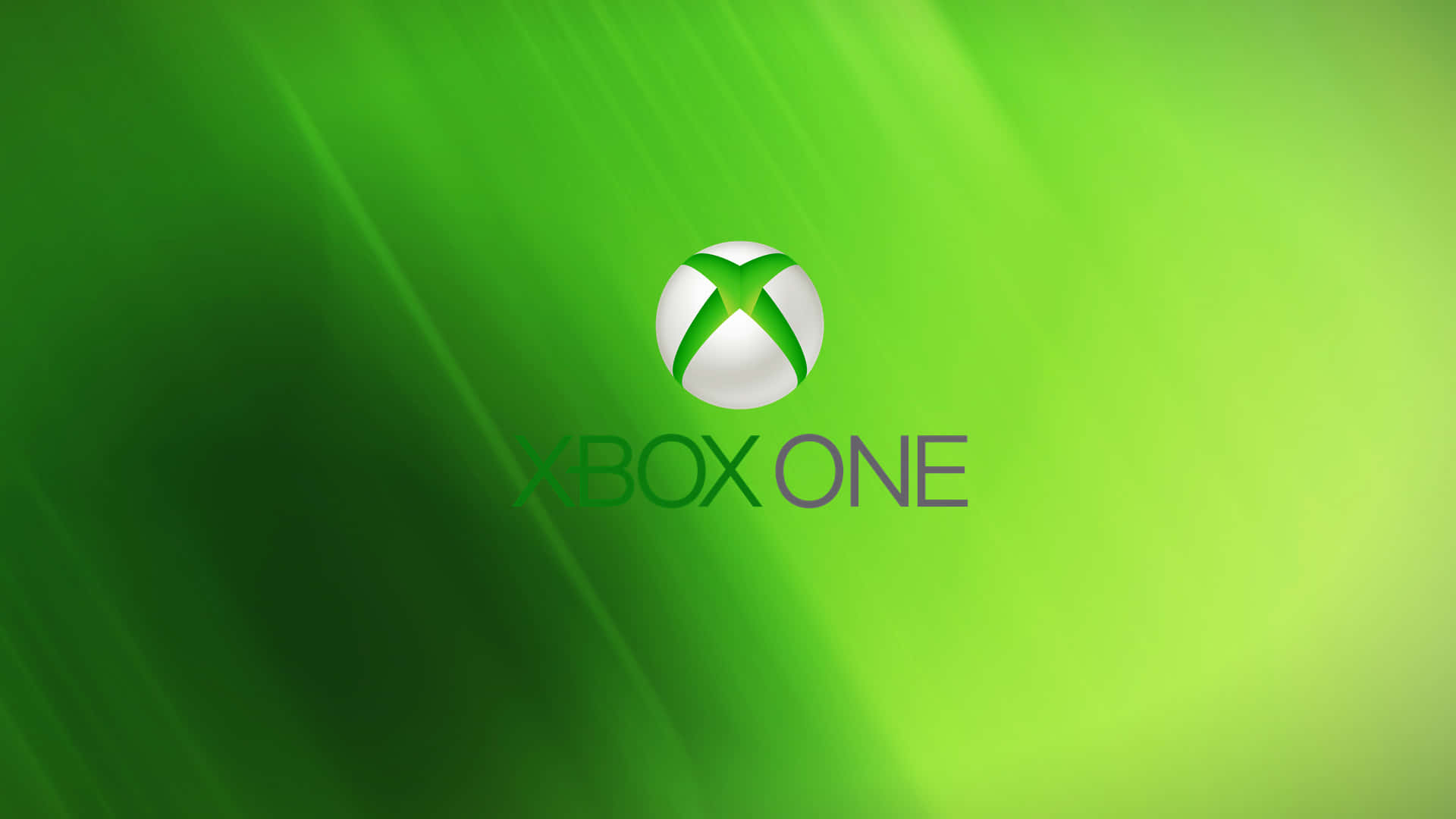 Xbox 桌布 壁紙 — 發光的Xbox One標誌居中於充滿活力的綠色漸變背景上，帶有光線條紋。